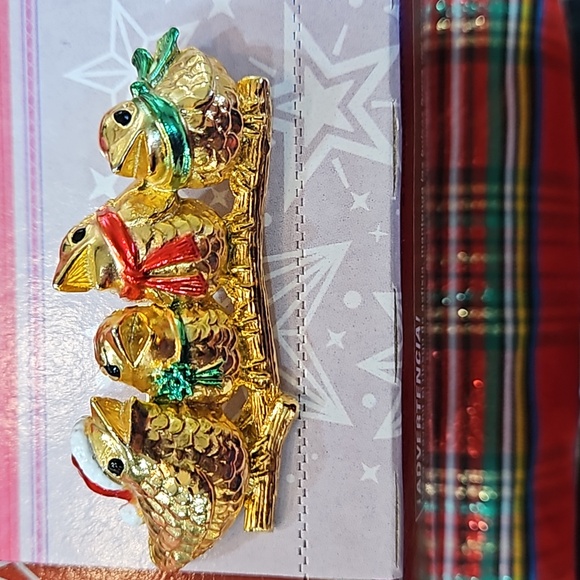 CAJC Signed 80s 4 Birds Singing Christmas Brooch‎ Pin Vintage - Picture 2 of 6